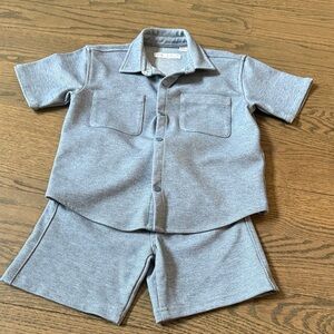 Zara Light Blue Short Sleeve Shirt & Shorts Matching Set